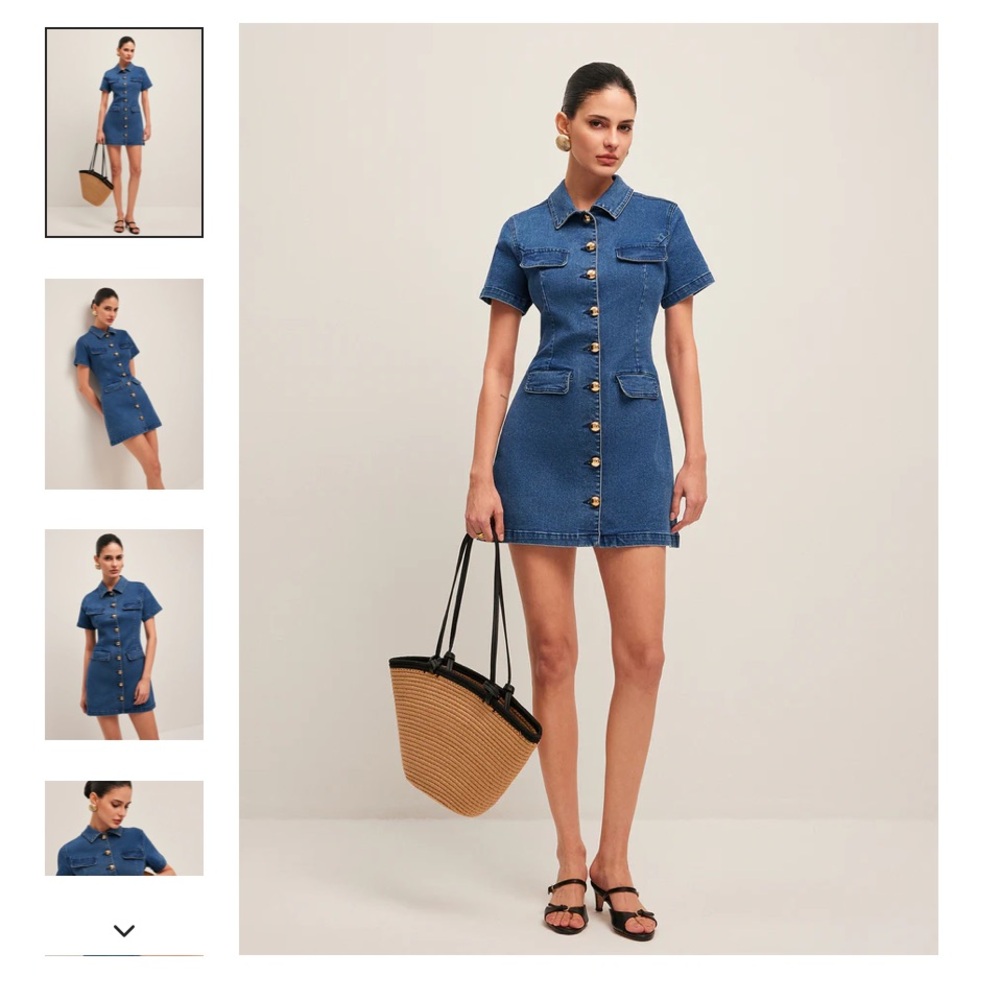 Commense cute gold button denim dress New without tag - Picture 2 of 6